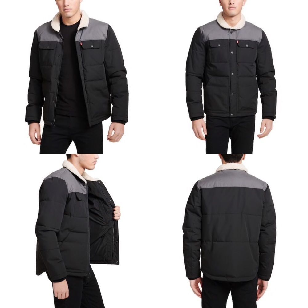 Levi's Trucker Quilted Puffer Sherpa Coat Jacket - Picture 1 of 7